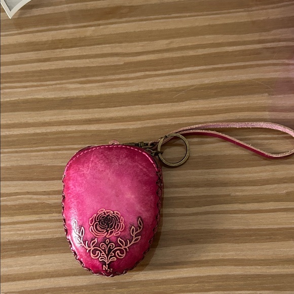 Pink Sugar Skull Leather Wristlet - Picture 2 of 7